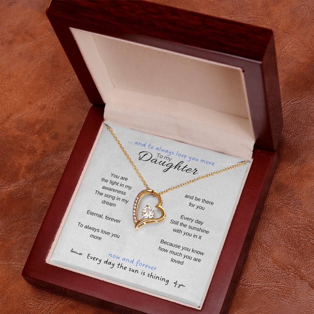 To my daughter with message card and forever love necklace, 18k yellow gold finish, luxury box - Sheer: your Luck - Sheerluck-art.com