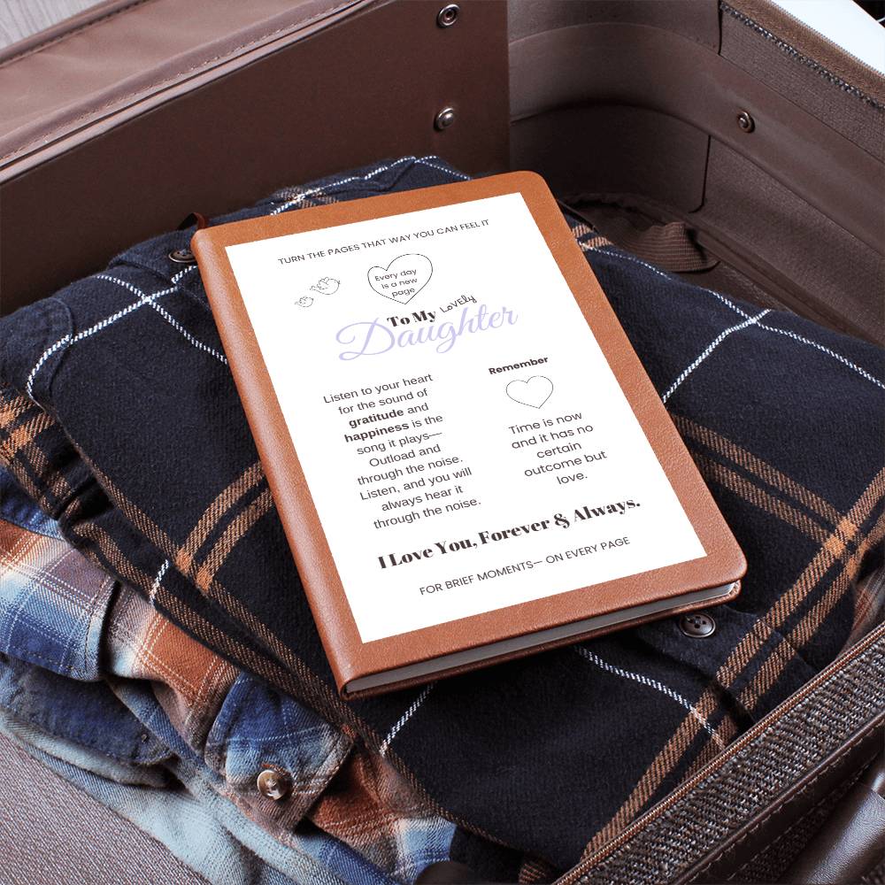 To my lovely daughter, graphic leather journal, with travelling luggage - Sheer: your Luck - Sheerluck-art.com
