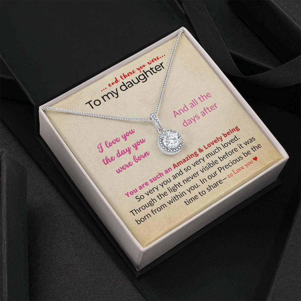 To my daughter with message card and eternal hope necklace, black background - Sheer: your Luck - Sheerluck-art.com