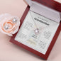 To my grandmother, message card with Love knot necklace and earring set, in Mahogany style luxuary box with a pink rose - Sheer: your Luck - Sheerluck-art.com