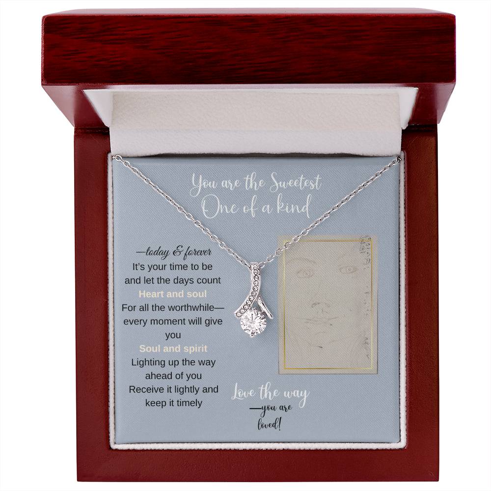 To my daughter message card with alluring beauty necklace (white gold finish), in Mahogany style luxury box - Sheer: your Luck - Sheerluck-art.com