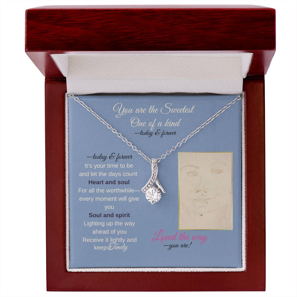 To my daughter message card with alluring beauty necklace (white gold finish), in Mahogany style luxury box - Sheer: your Luck - Sheerluck-art.com