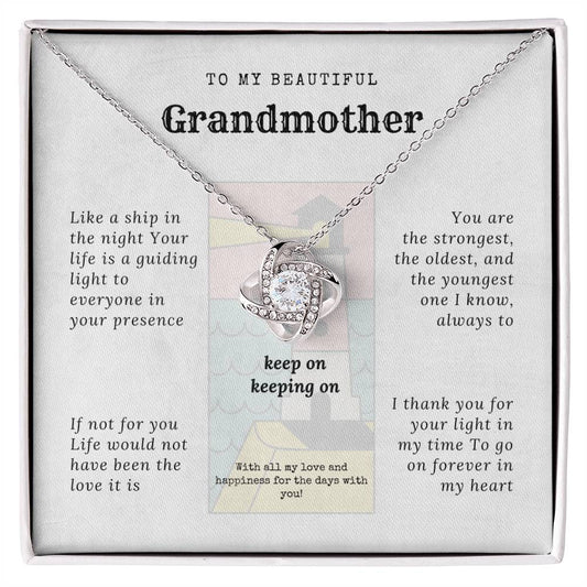 To my grandmother with message card and Love knot necklace (white gold finish) - Sheer: your Luck - Sheerluck-art.com