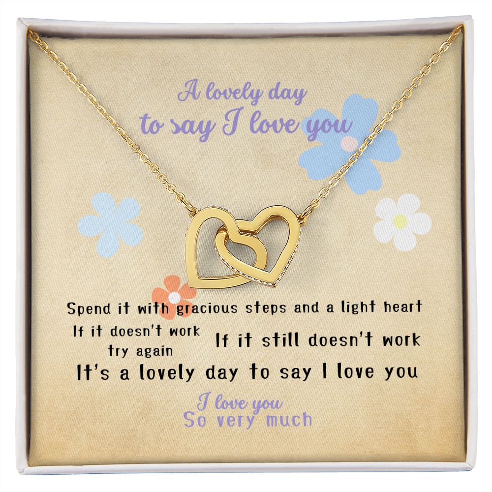 I love you message card with Interlocking Hearts (18K yellow gold finish) - Sheer: your Luck - Sheerluck-art.com