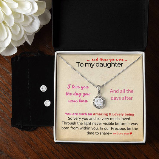 To my daughter with message card and eternal hope necklace and earring set - Sheer: your Luck - Sheerluck-art.com