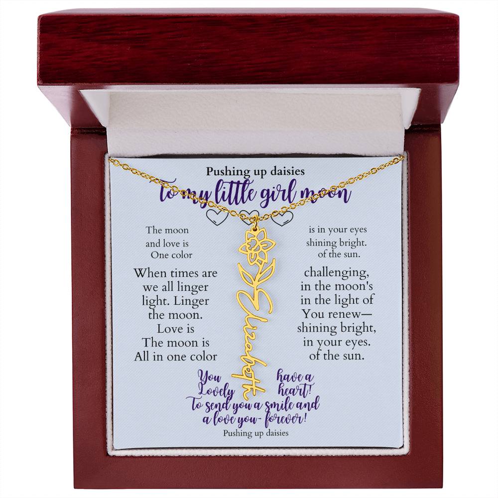 To my daughter with message card and flower name necklace, 18k yellow gold finish, in Mahogany style luxury box (october) - Sheer: your Luck - Sheerluck-art.com
