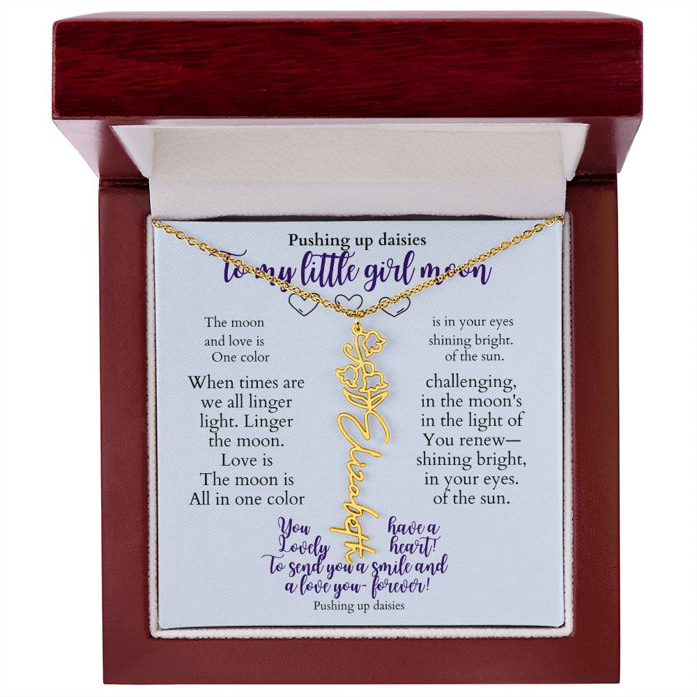 To my daughter with message card and flower name necklace, 18k yellow gold finish, in Mahogany style luxury box (june) - Sheer: your Luck - Sheerluck-art.com