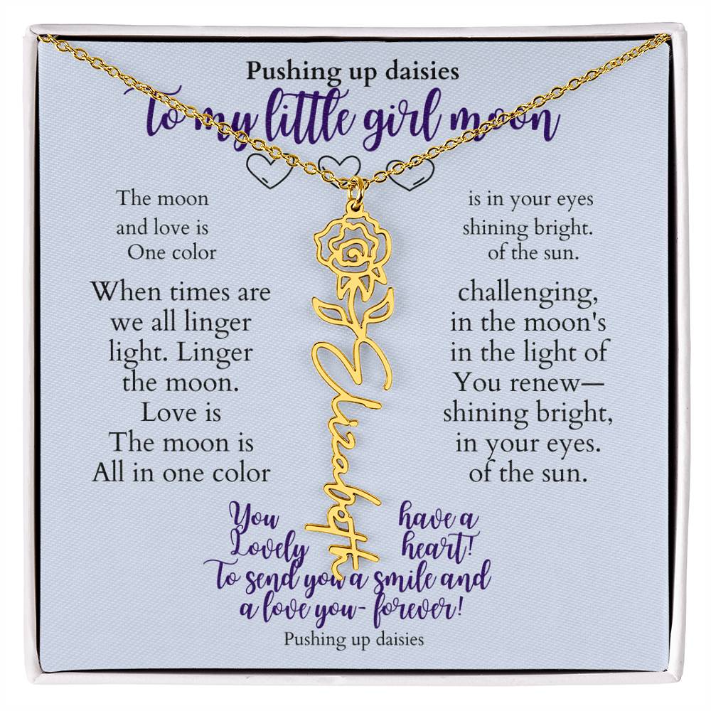 To my daughter with message card and flower name necklace, 18k yellow gold finish (april) - Sheer: your Luck - Sheerluck-art.com