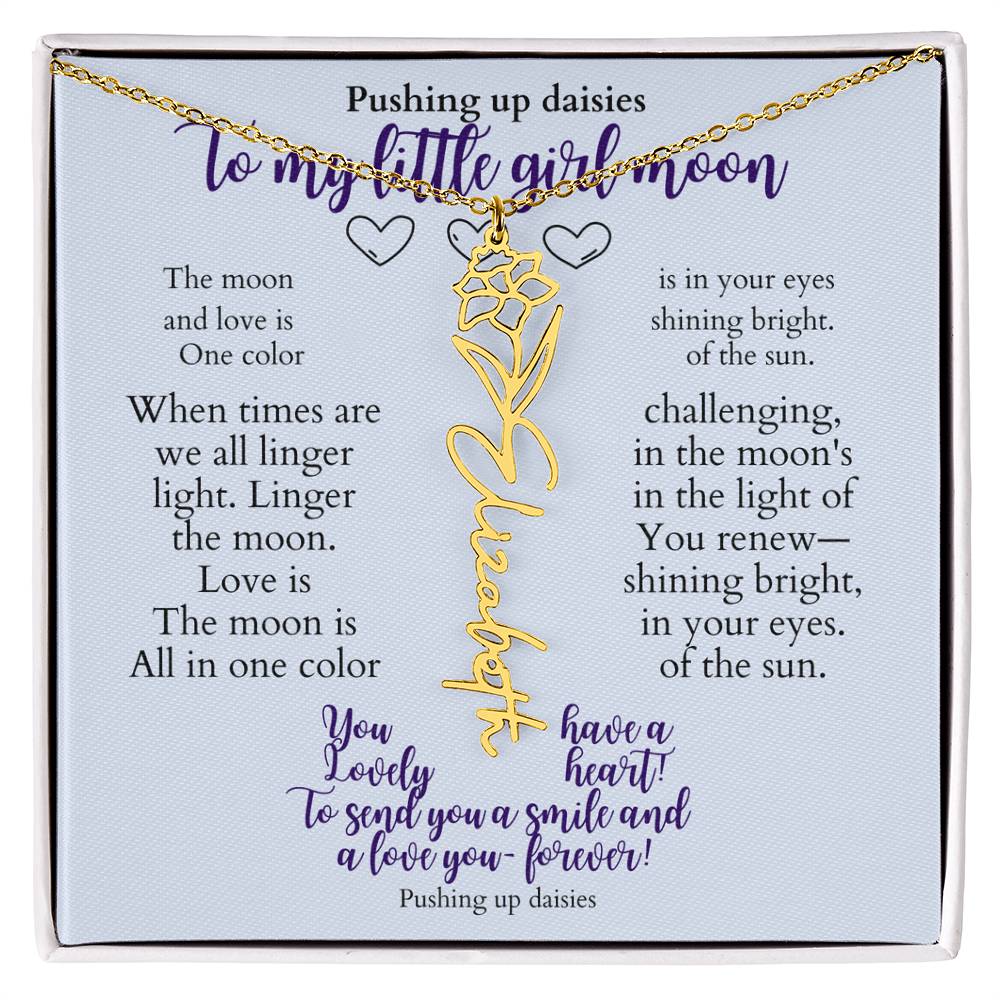 To my daughter with message card and flower name necklace, 18k yellow gold finish (november) - Sheer: your Luck - Sheerluck-art.com