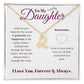 To my daughter with message card and zodiac name necklace, gold finish (leo) - Sheer: your Luck - Sheerluck-art.com