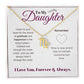 To my daughter with message card and zodiac name necklace, gold finish (virgo) - Sheer: your Luck - Sheerluck-art.com