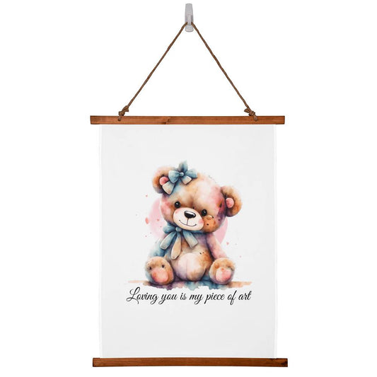 Teddy Bear with Wood Framed Wall Tapestry - Sheer: your Luck - Sheerluck-art.com