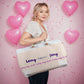 Weekender tote bag, happiness, woman with balloons holding it - Sheer: your Luck - Sheerluck-art.com