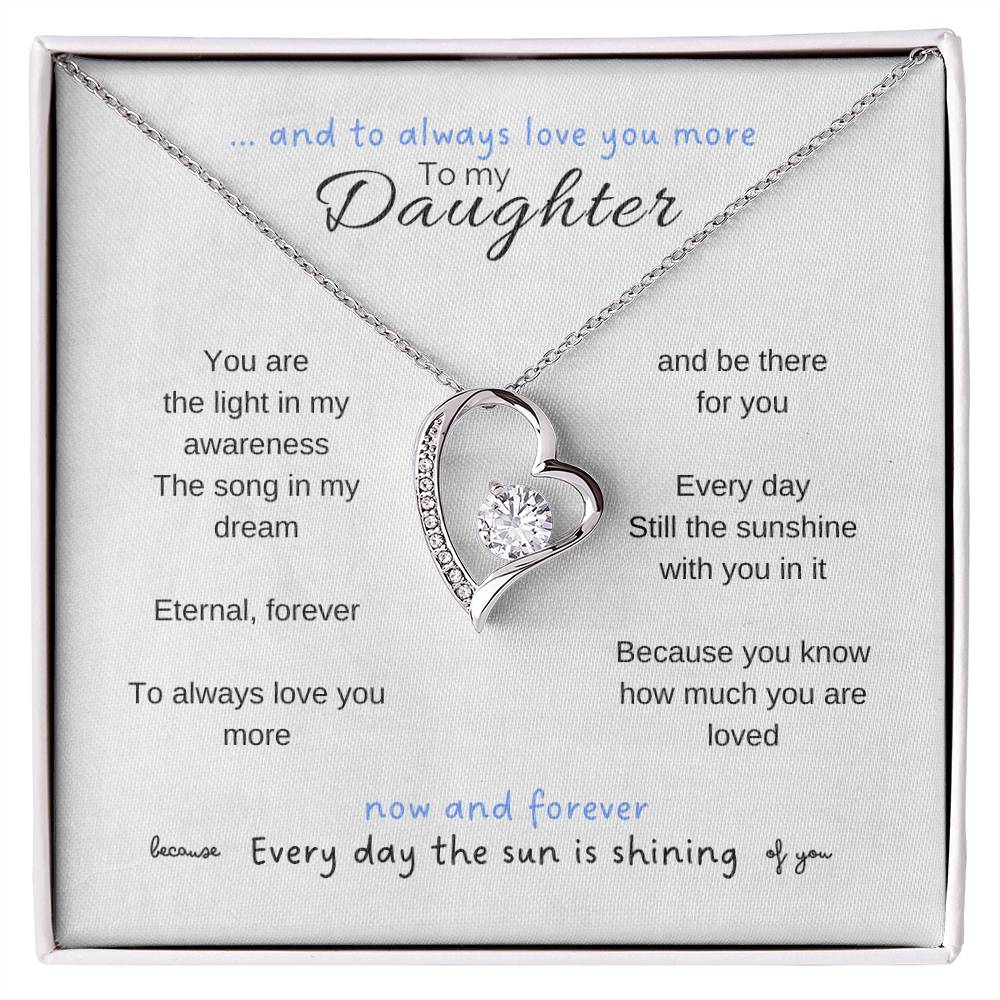 To my daughter with message card and forever love necklace, 14k white gold finish - Sheer: your Luck - Sheerluck-art.com