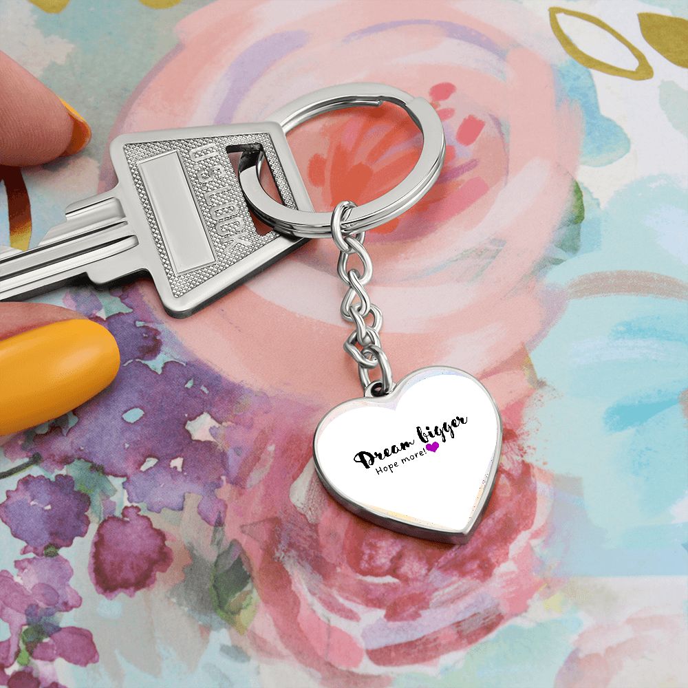 Graphic Heart Silver Keychain, with water colored background - Sheer: your Luck - Sheerluck-art.com