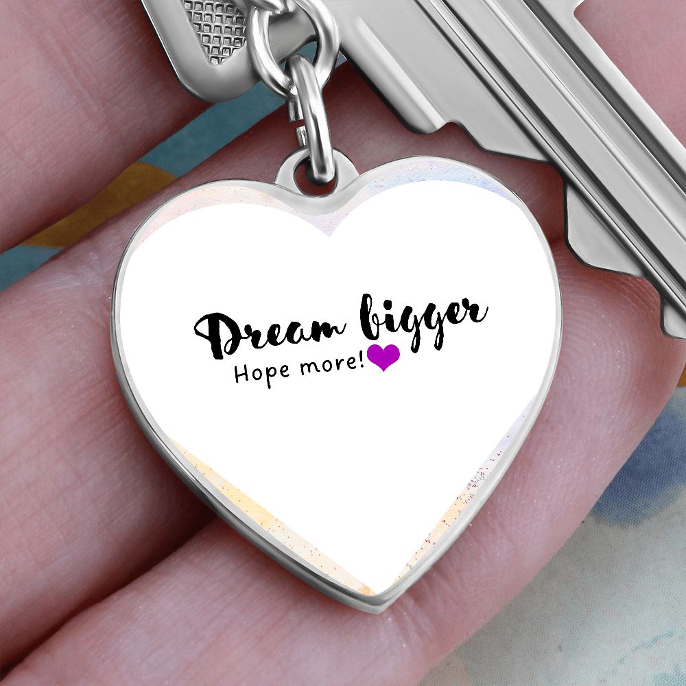 Graphic Heart Silver Keychain, hand holding it - Sheer: your Luck - Sheerluck-art.com