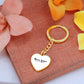 Graphic Heart Gold Keychain, with flowered background - Sheer: your Luck - Sheerluck-art.com