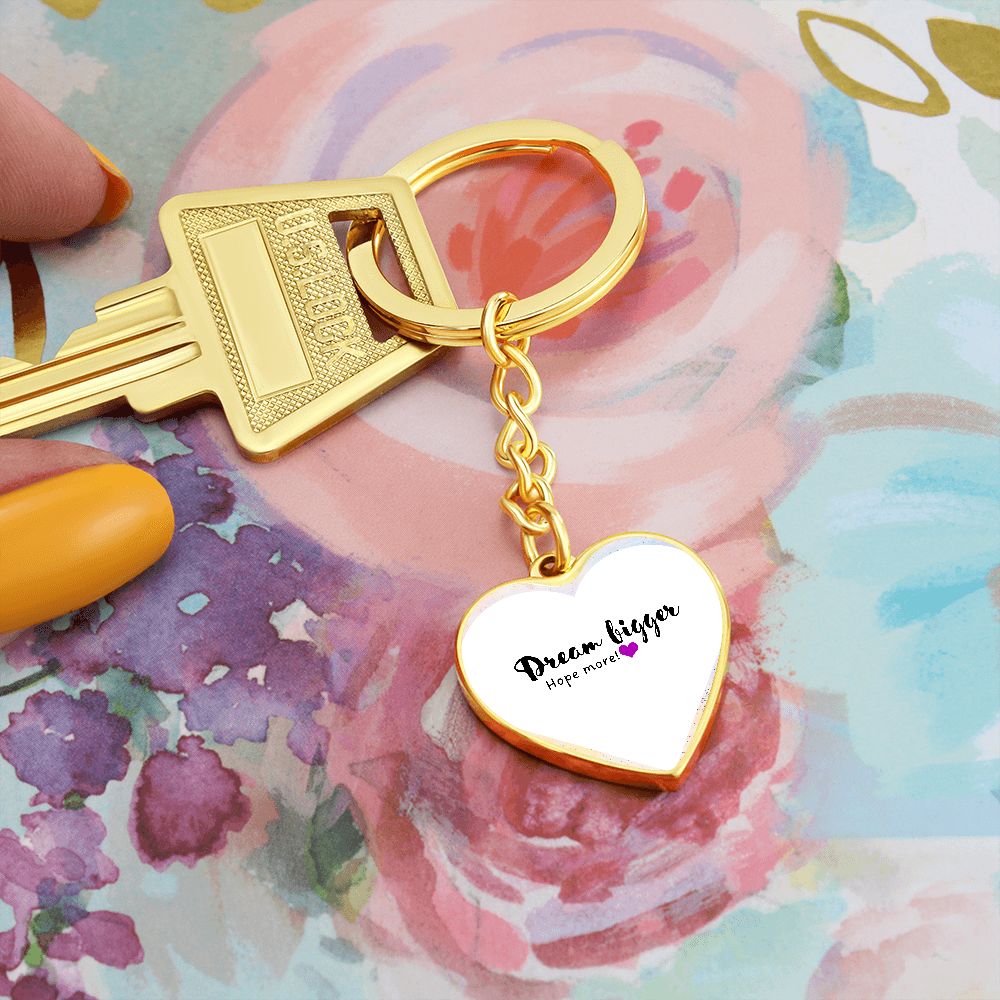 Graphic Heart Gold Keychain, with water colored background - Sheer: your Luck - Sheerluck-art.com
