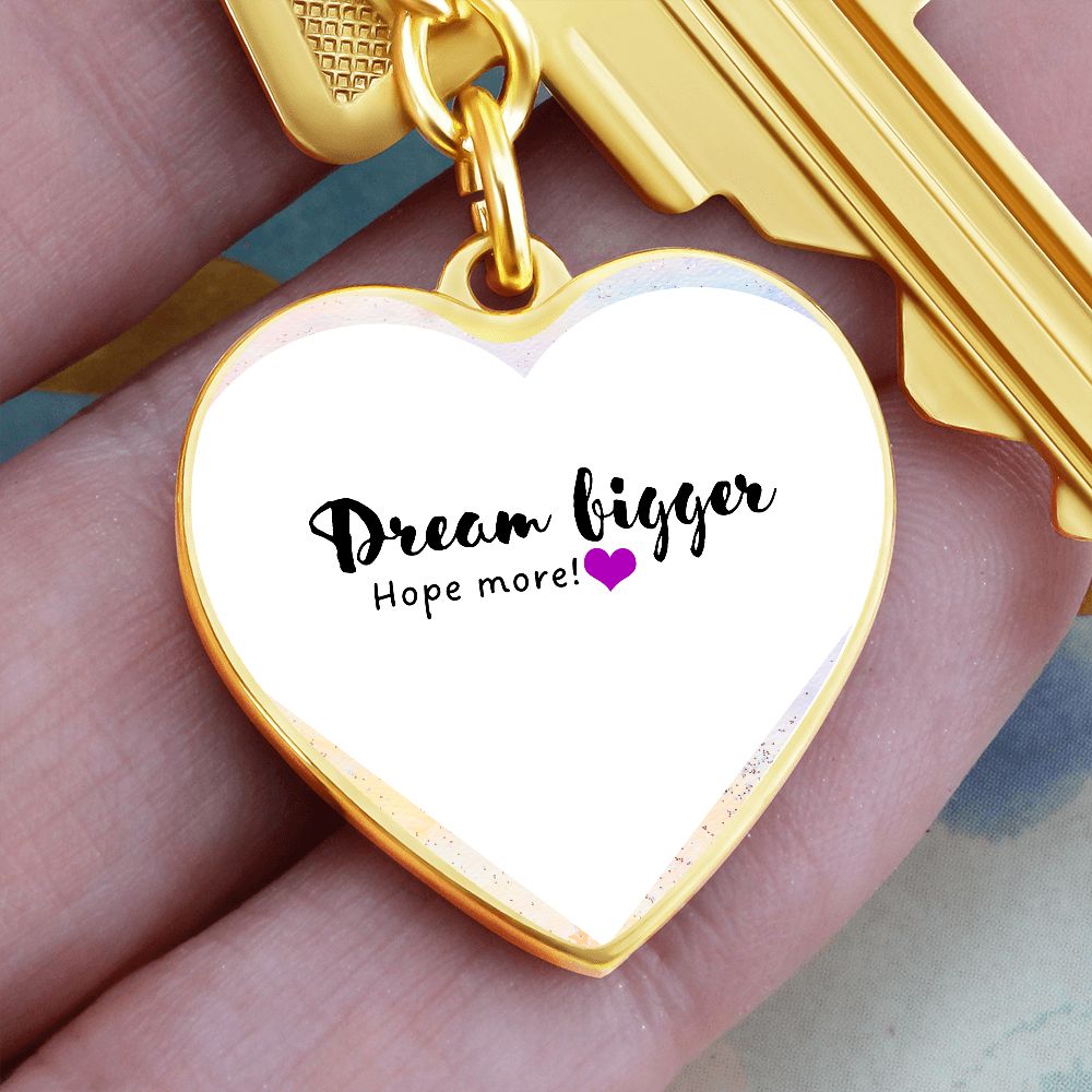 Graphic Heart Gold Keychain, hand holding it - Sheer: your Luck - Sheerluck-art.com