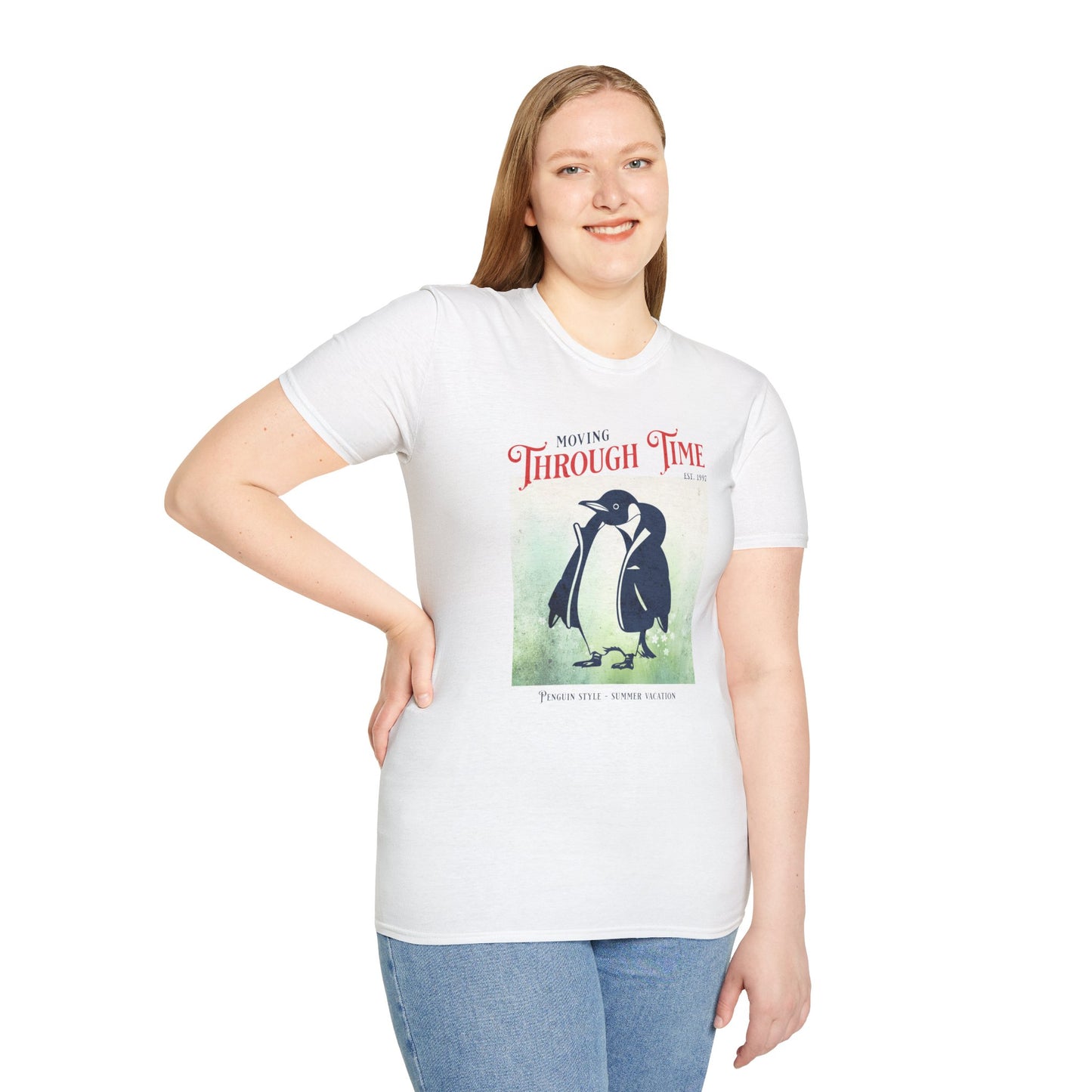 Moving through Time — Penguin Vacation — T-Shirt