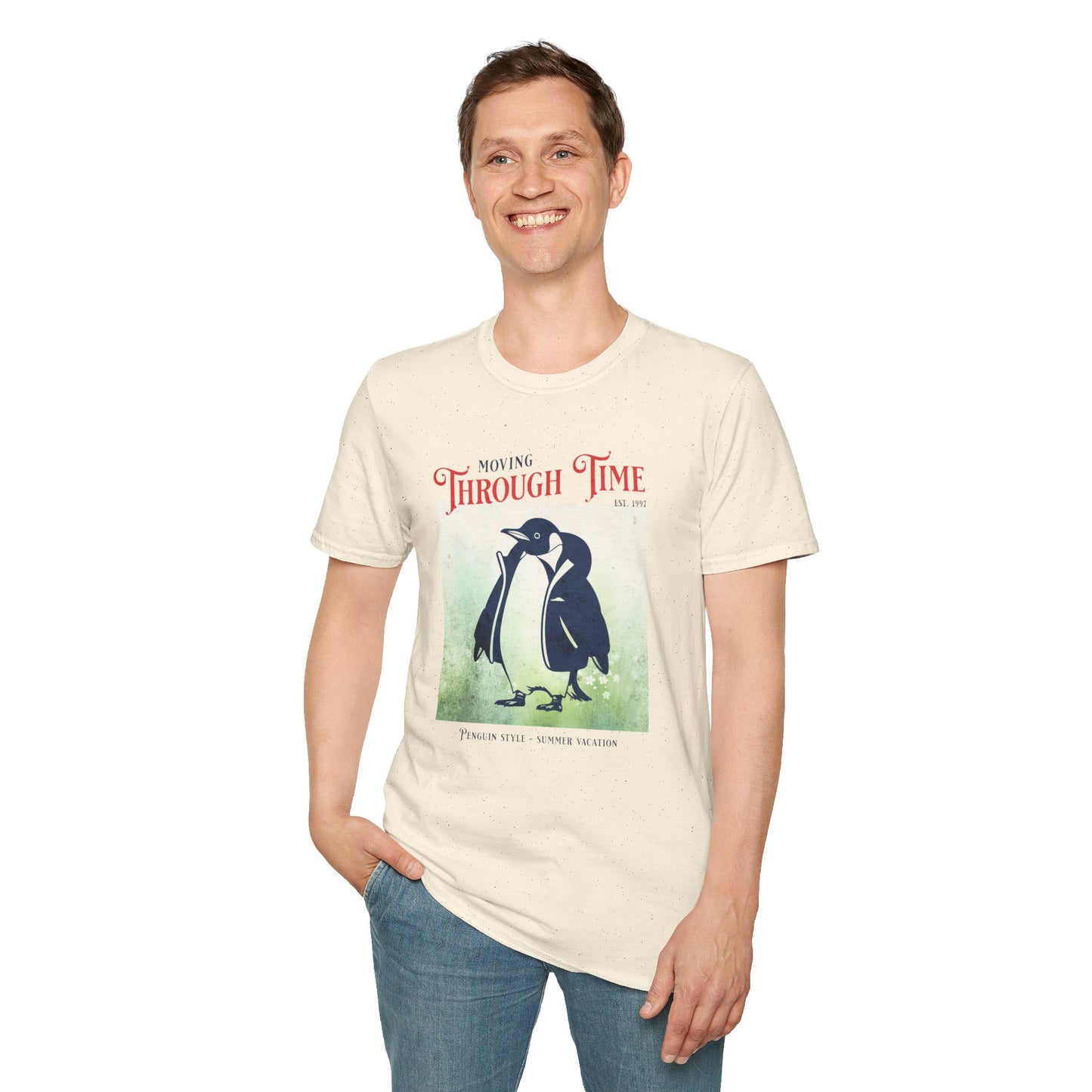 Moving through Time — Penguin Vacation — T-Shirt