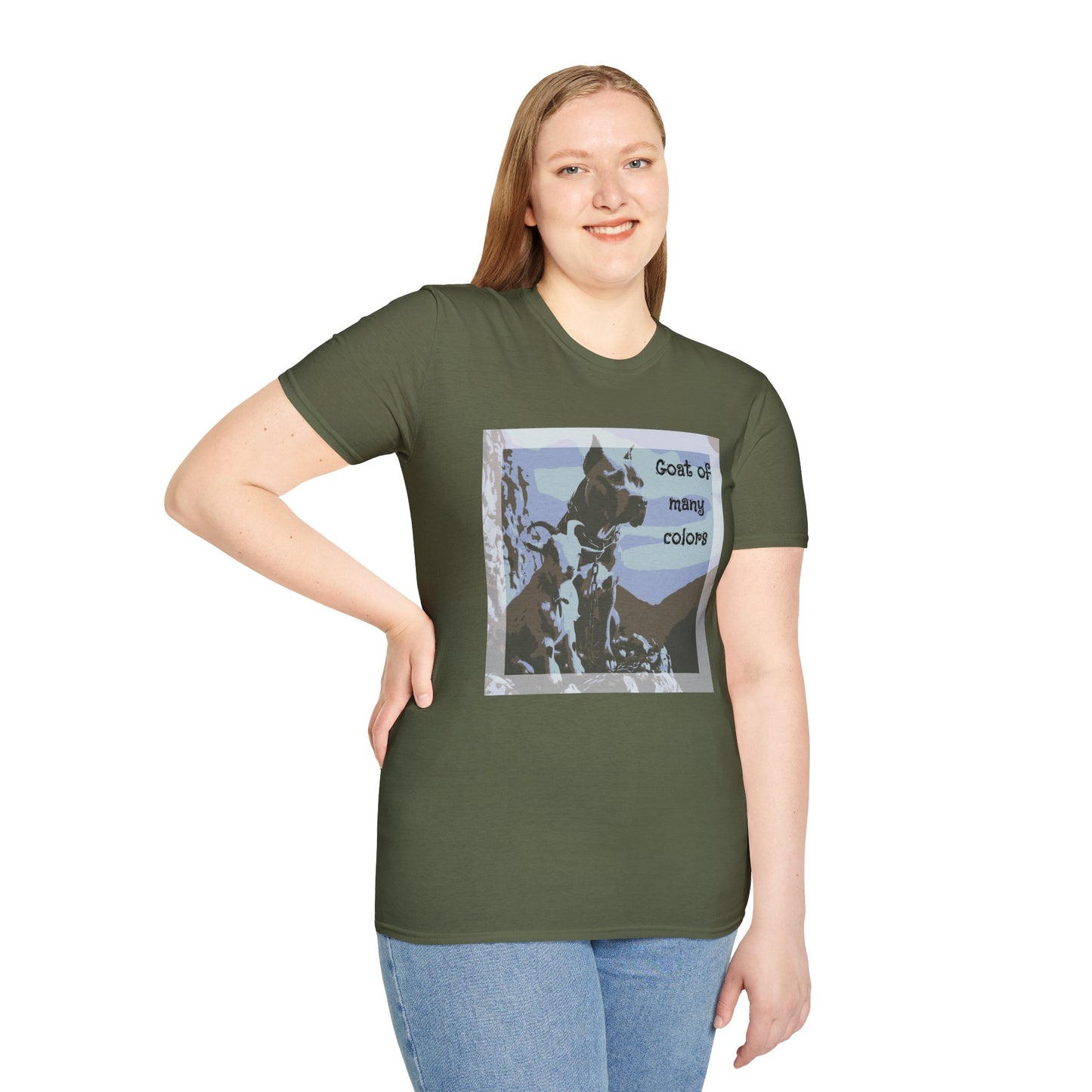 Goat of Many Colors — Scenic Goat Dog Graphic — T-Shirt