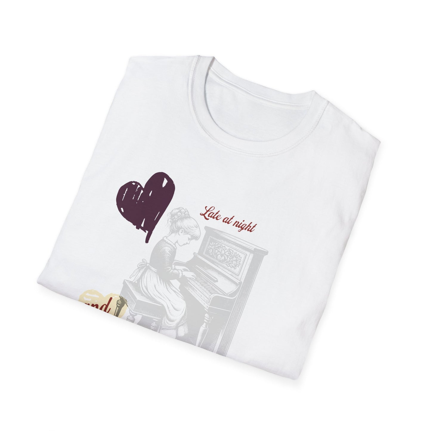 Late at Night — Vintage Piano Girl — T-Shirt