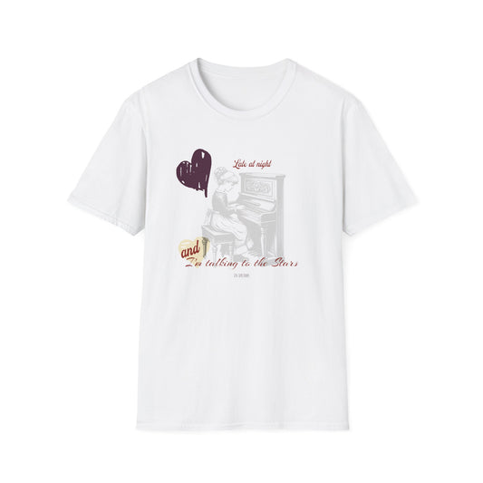 Late at Night — Vintage Piano Girl — T-Shirt
