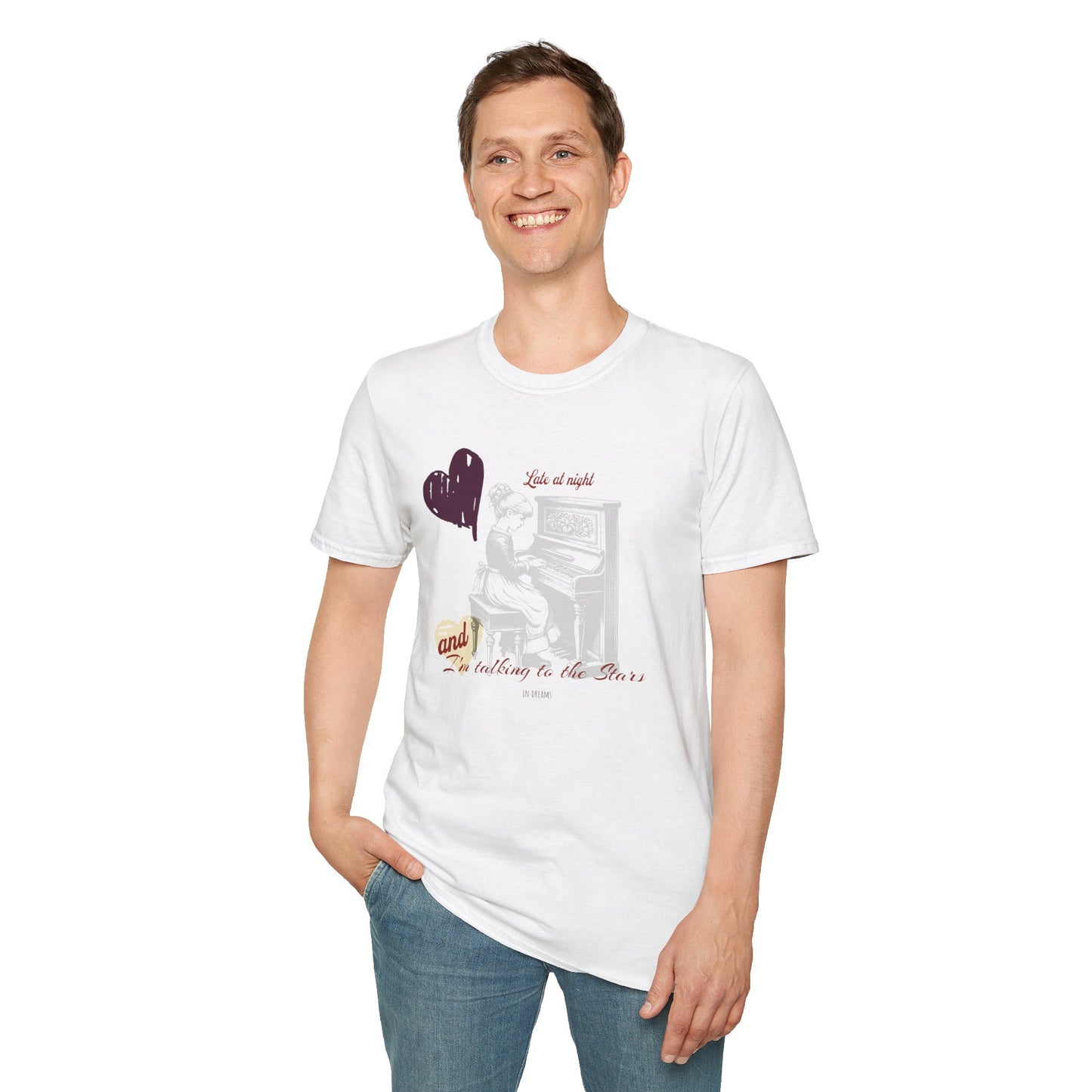Late at Night — Vintage Piano Girl — T-Shirt