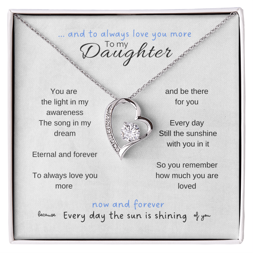To my daughter with message card and forever love necklace, 14k white gold finish - Sheer: your Luck - Sheerluck-art.com