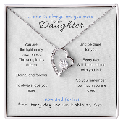 To my daughter with message card and forever love necklace, 14k white gold finish - Sheer: your Luck - Sheerluck-art.com