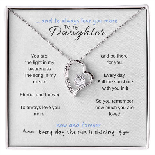 To my daughter with message card and forever love necklace, 14k white gold finish - Sheer: your Luck - Sheerluck-art.com