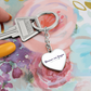 Graphic Heart Silver Keychain, with water colored background - Sheer: your Luck - Sheerluck-art.com
