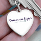 Graphic Heart Silver Keychain, hand holding it - Sheer: your Luck - Sheerluck-art.com