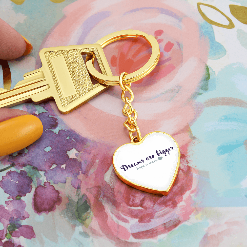 Graphic Heart Gold Keychain, with water colored background - Sheer: your Luck - Sheerluck-art.com