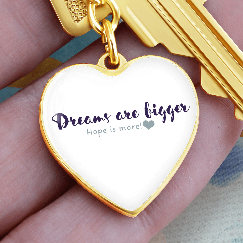 Graphic Heart Gold Keychain, hand holding it - Sheer: your Luck - Sheerluck-art.com