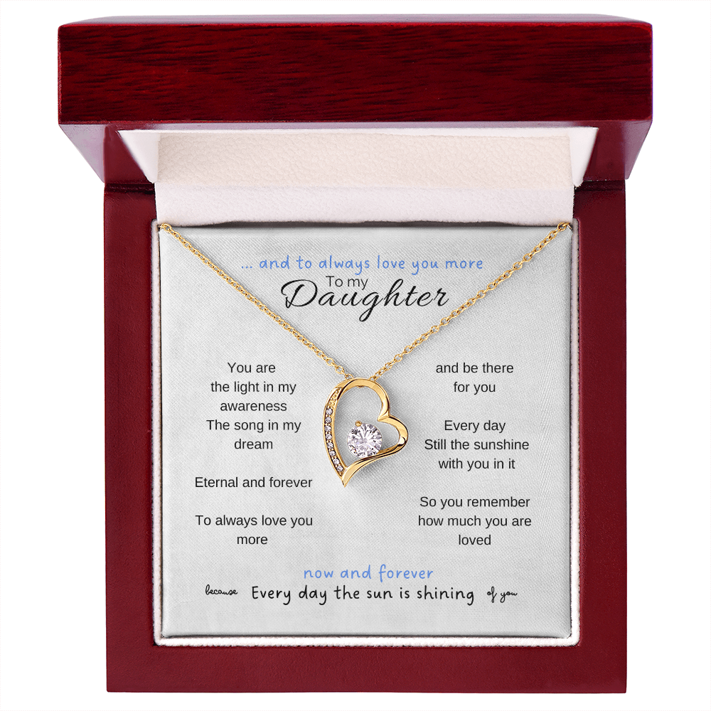 To my daughter with message card and forever love necklace, 18k yellow gold finish, luxury box - Sheer: your Luck - Sheerluck-art.com