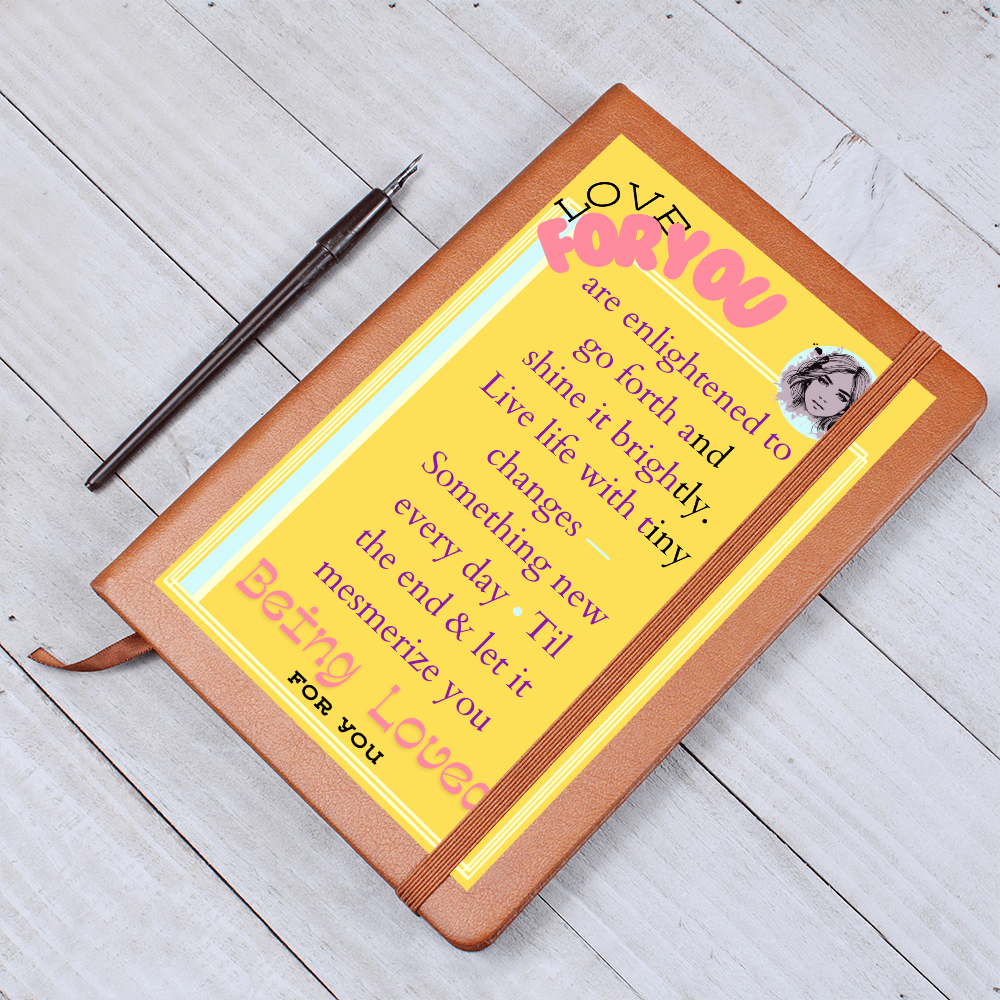 Being Loved Gratitude Journal, graphic leather journal, with flower - Sheer: your Luck - Sheerluck-art.com