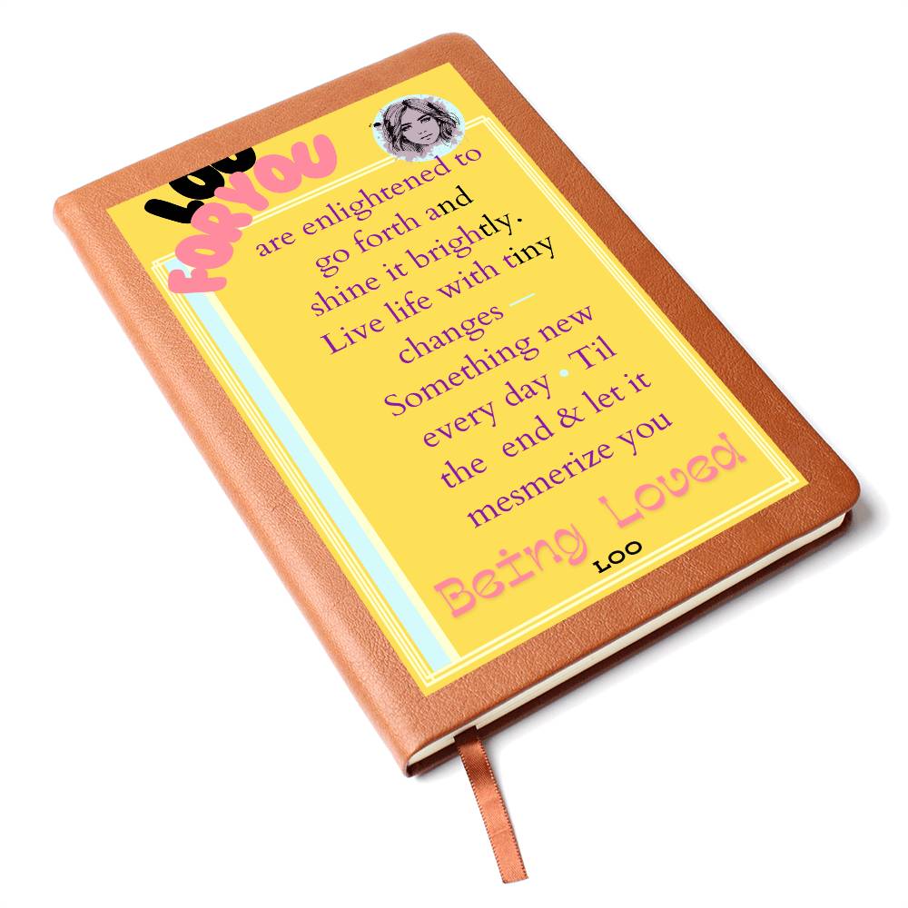 Being Loved Gratitude Journal, graphic leather journal, sidewways - Sheer: your Luck - Sheerluck-art.com