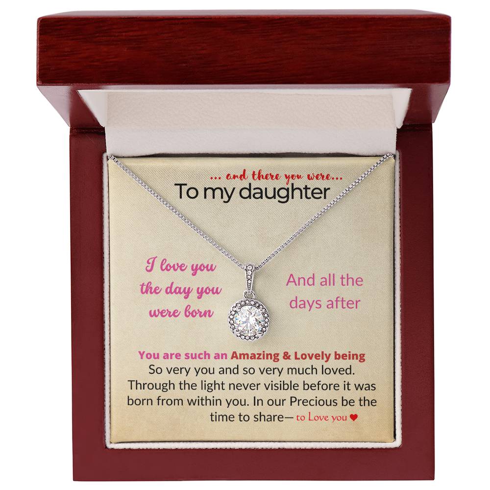 To my daughter with message card and eternal hope necklace, in Mahogany style luxury box - Sheer: your Luck - Sheerluck-art.com