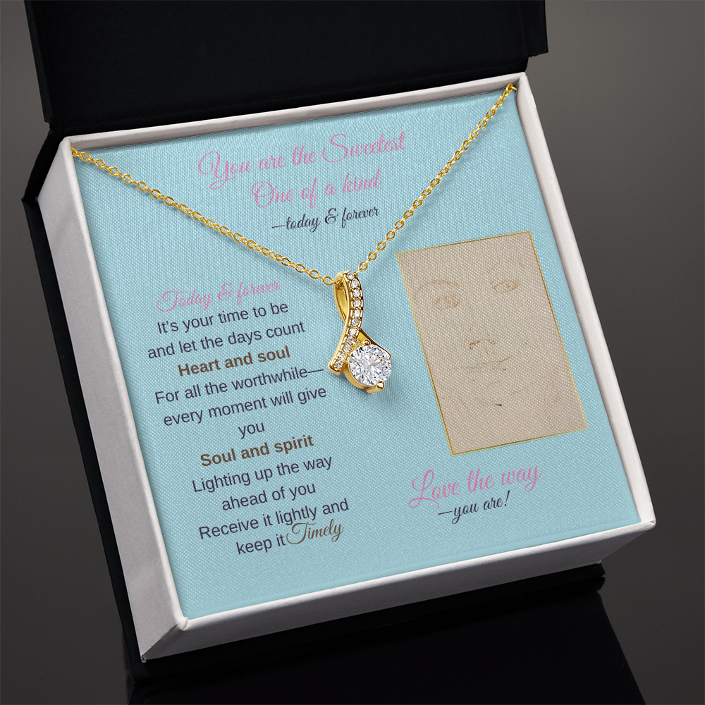 To my daughter message card with alluring beauty necklace (18k yellow gold finish) - Sheer: your Luck - Sheerluck-art.com