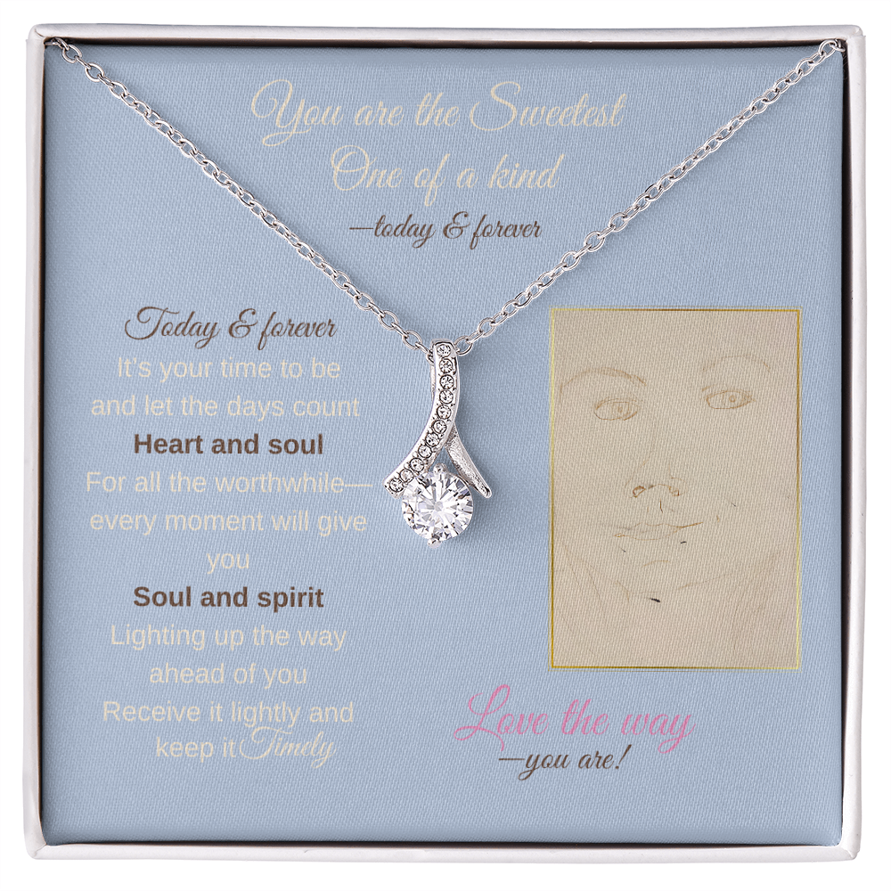 To my daughter message card with alluring beauty necklace (white gold finish) - Sheer: your Luck - Sheerluck-art.com