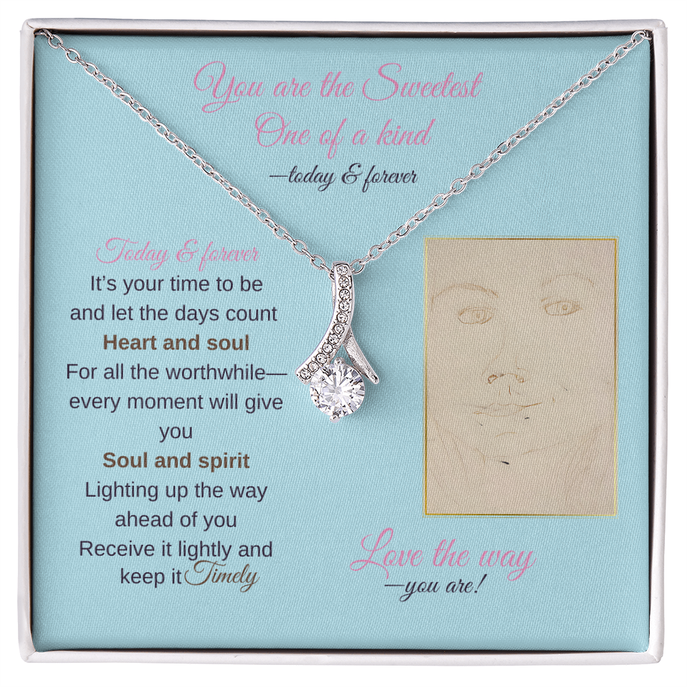 To my daughter message card with alluring beauty necklace (white gold finish) - Sheer: your Luck - Sheerluck-art.com