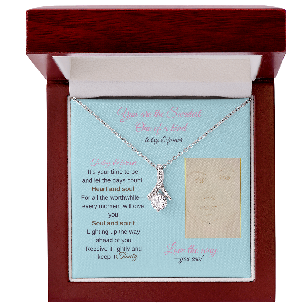 To my daughter message card with alluring beauty necklace (white gold finish), in Mahogany style luxury box - Sheer: your Luck - Sheerluck-art.com