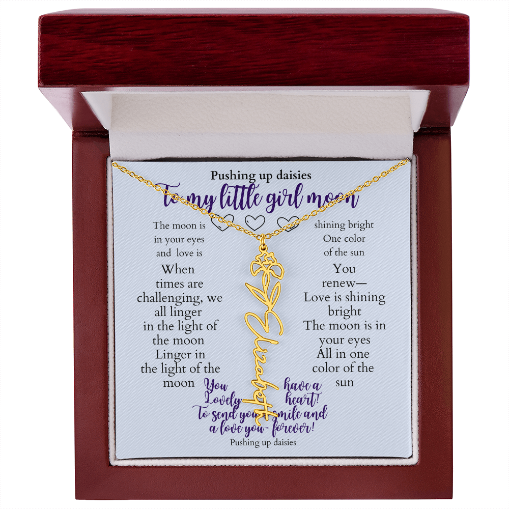 To my daughter with message card and flower name necklace, 18k yellow gold finish, in Mahogany style luxury box (december) - Sheer: your Luck - Sheerluck-art.com