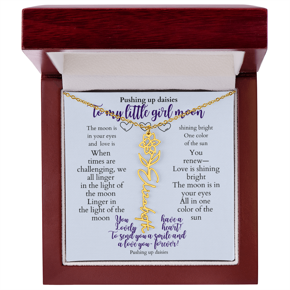 To my daughter with message card and flower name necklace, 18k yellow gold finish, in Mahogany style luxury box (october) - Sheer: your Luck - Sheerluck-art.com