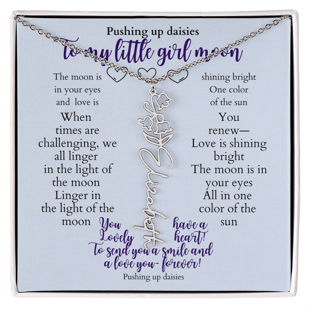 To my daughter with message card and flower name necklace, polished stainless steal (june) - Sheer: your Luck - Sheerluck-art.com