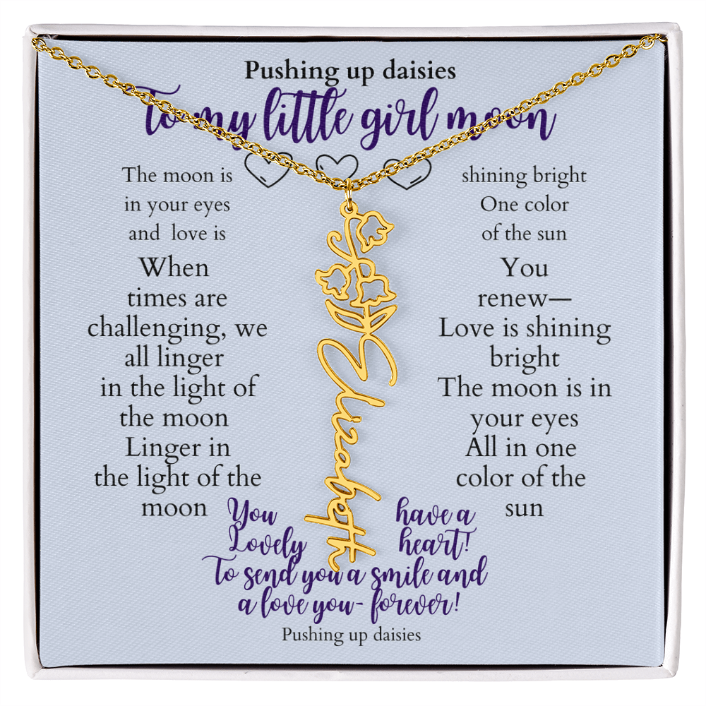To my daughter with message card and flower name necklace, 18k yellow gold finish (june) - Sheer: your Luck - Sheerluck-art.com