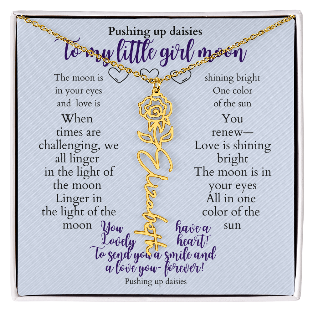 To my daughter with message card and flower name necklace, 18k yellow gold finish (april) - Sheer: your Luck - Sheerluck-art.com