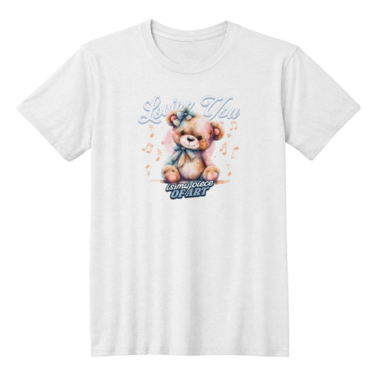 Loving You, Teddy Bear White T-shirt - Sheer: your Luck - Sheerluck-art.com